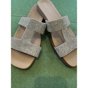 Kelly & Katie Frillian Jeweled Bling Open Toed Slip On Sandals Shoes US 8 1/2